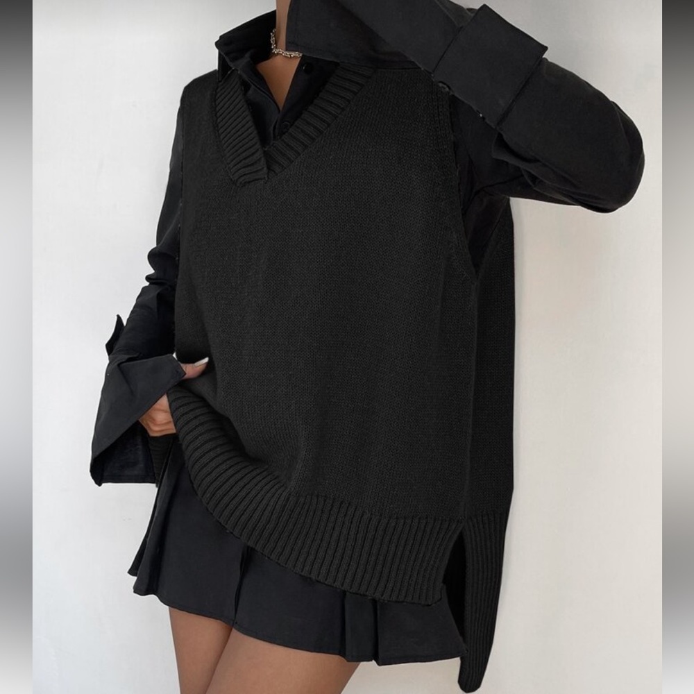 SOLD Black V-Neck Sweater Vest